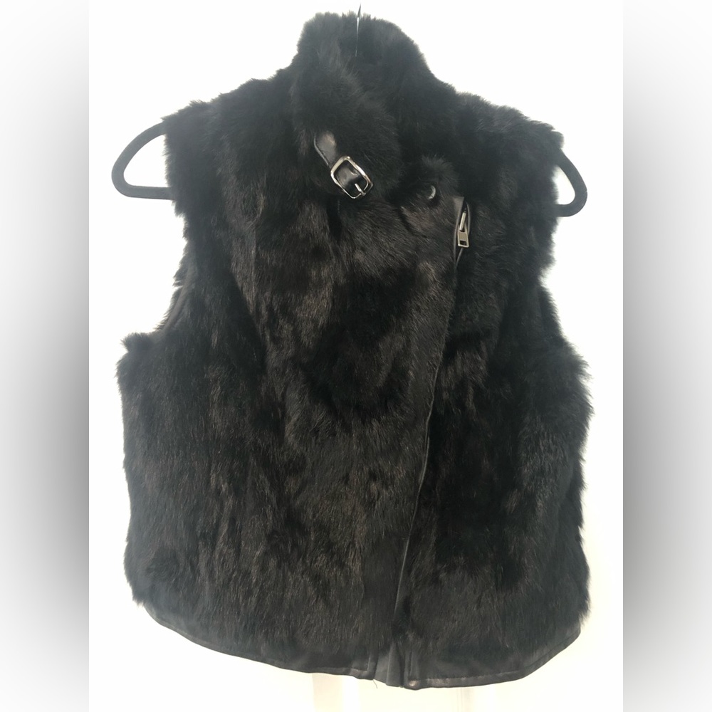 Black rabbit fur vest